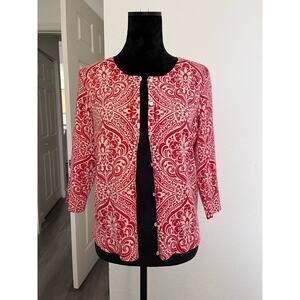 Ann Taylor orange and beige 3/4 sleeve cardigan size L petite